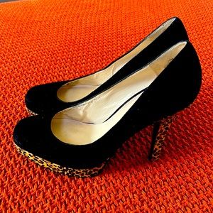 Nine West cheetah print detail platform pumps